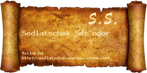 Sedlatschek Sándor névjegykártya